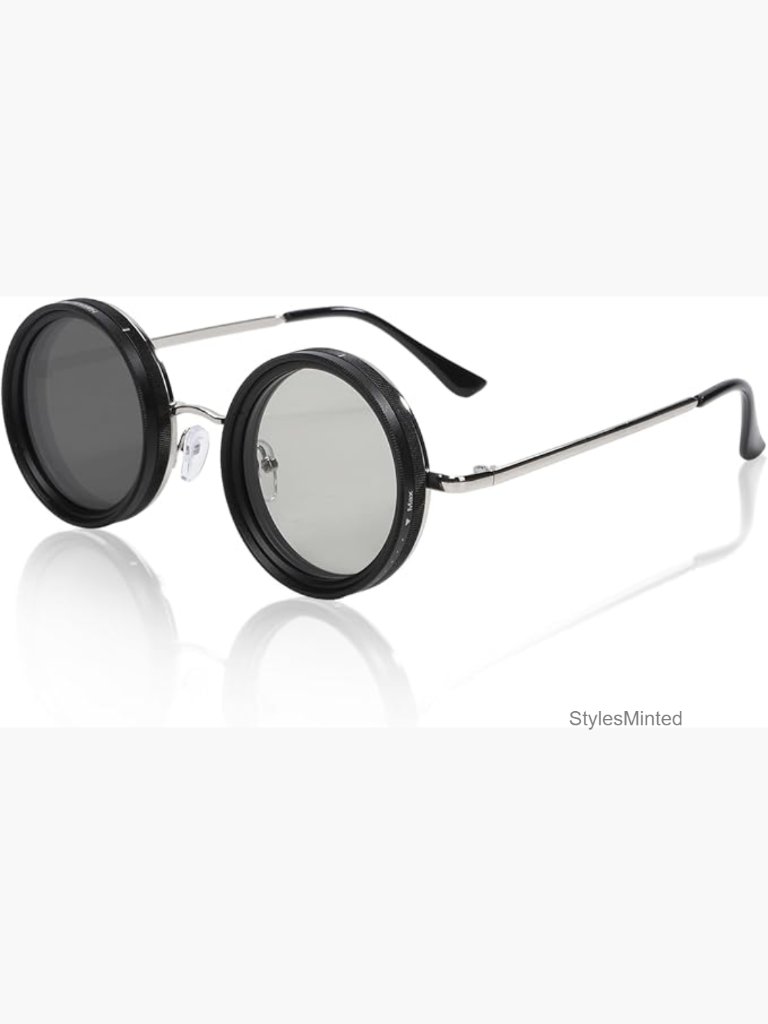Adjustable Tint Polarized Sunglasses Round Frame Uv400 With Case